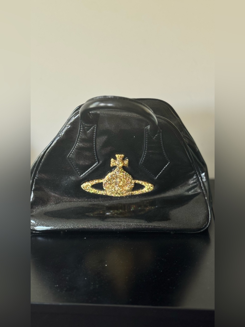 Vivienne Westwood Black Handbag with Gold Orb Emblem